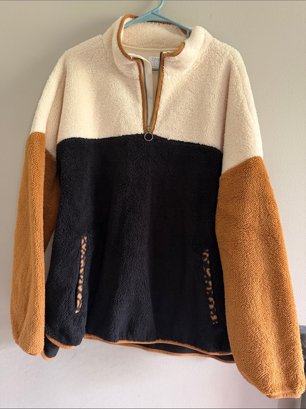 Time and Tru Cream Sherpa Zip Pullover NWT